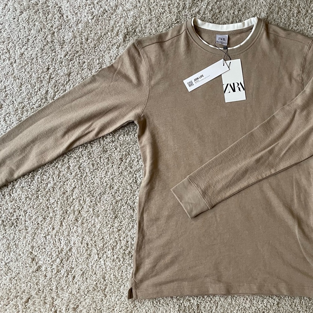 Zara Beige Long Sleeve Tee